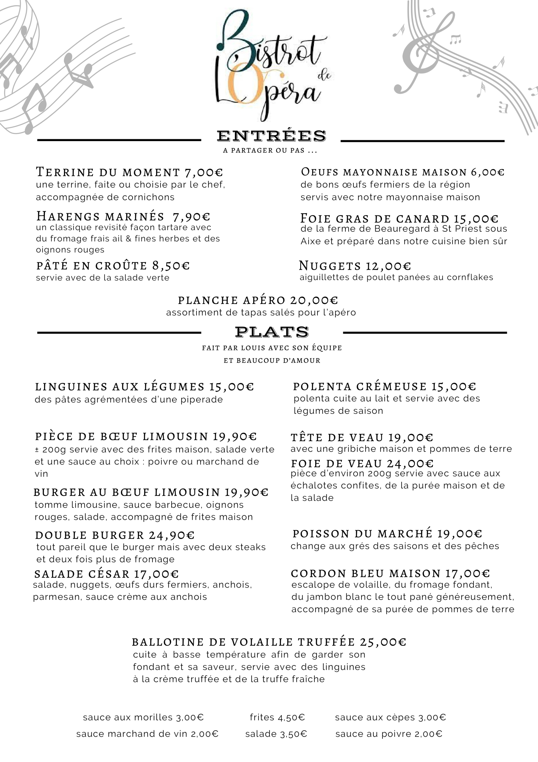 Image - Menu Bistrot de l'Opéra 1