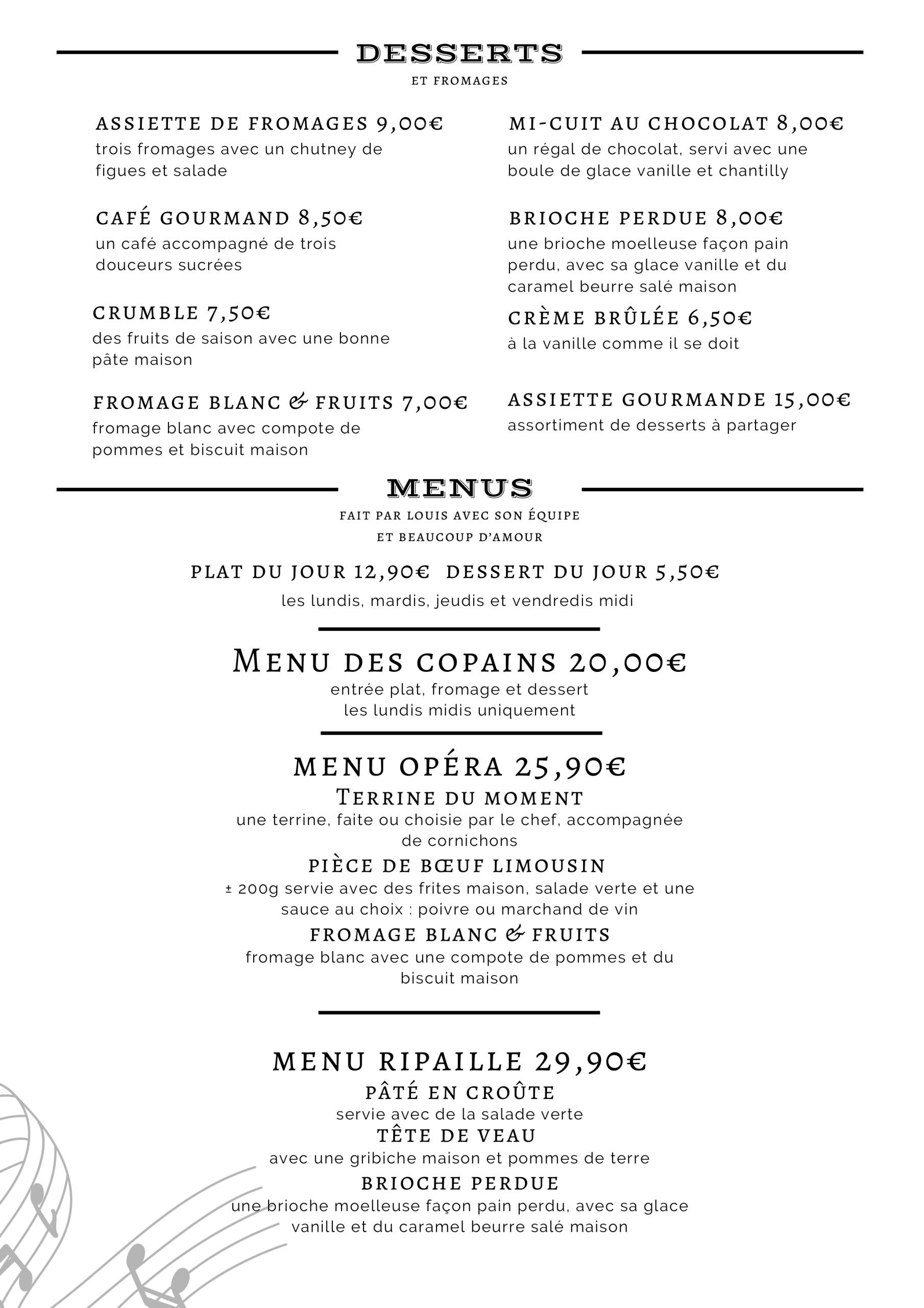 Image - Menu Bistrot de l'Opéra 2